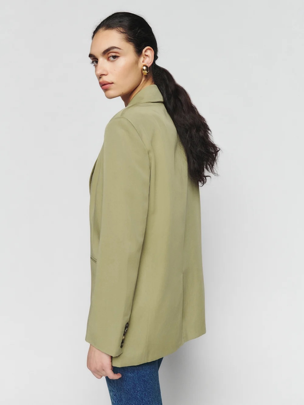 Reformation Classic Relaxed Blazer S Olive Oil - Picture 3 of 11